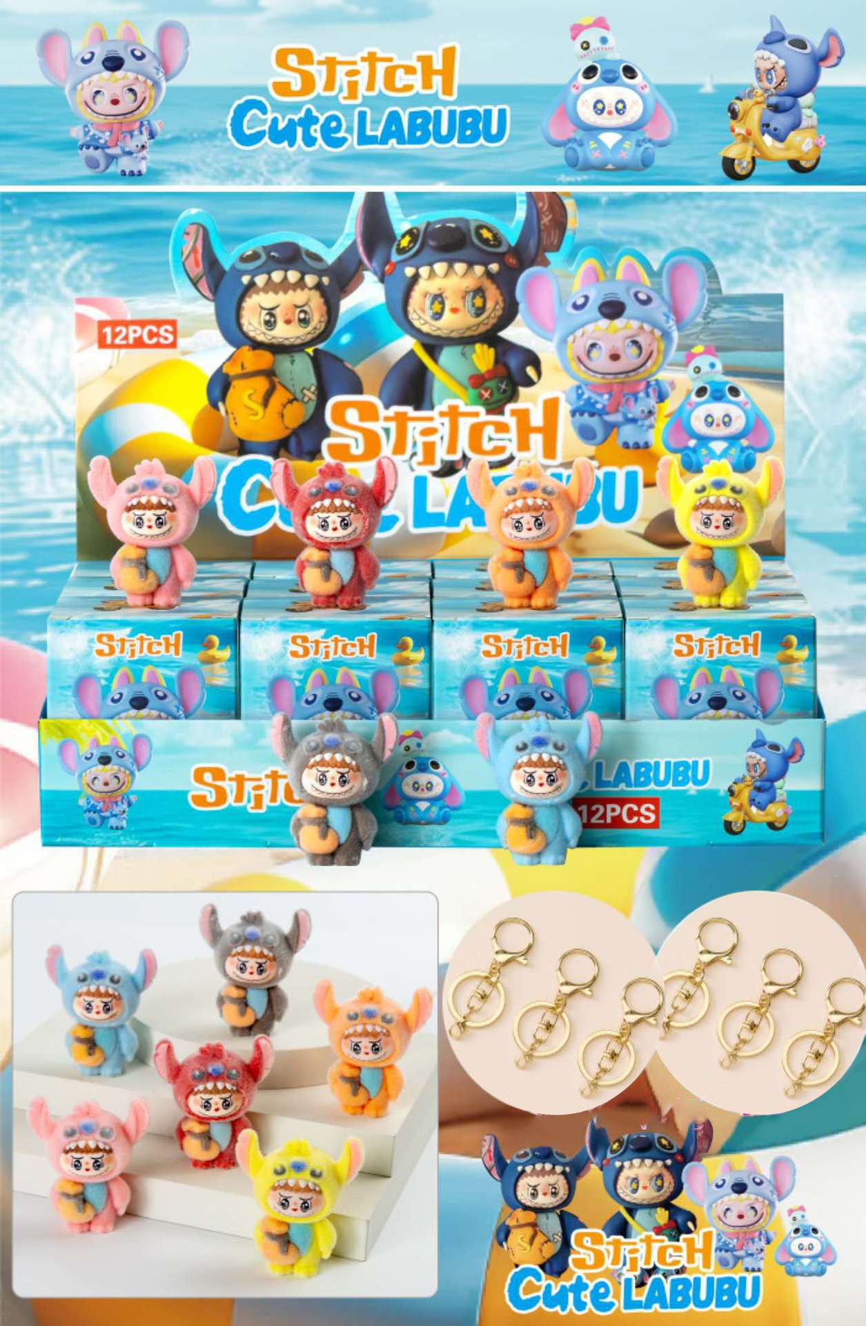 Labubu Flocked Vinyl Figure Collectible Toy Blind Box Surprise Trendy Desk Decor 12Pcs