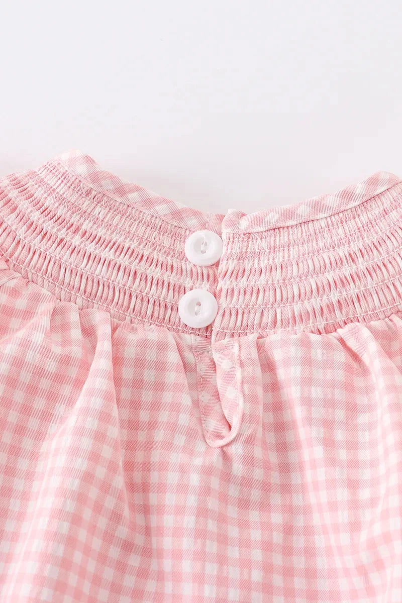 Girls Summer Strawberry Smocking Bubble Romper