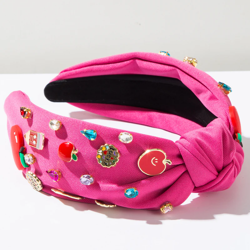 Back To School Headband Seed Beads Rhinestones Knot 2 Colors