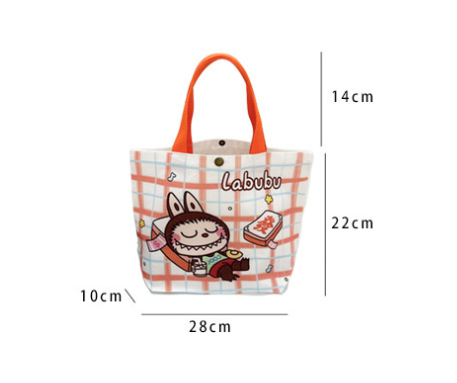 Labubu Cartoon Canvas Tote Bag Shoulder Handbag Portable