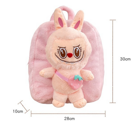 Labubu Strawberry Soft Plush Backpack Character Doll School Bag