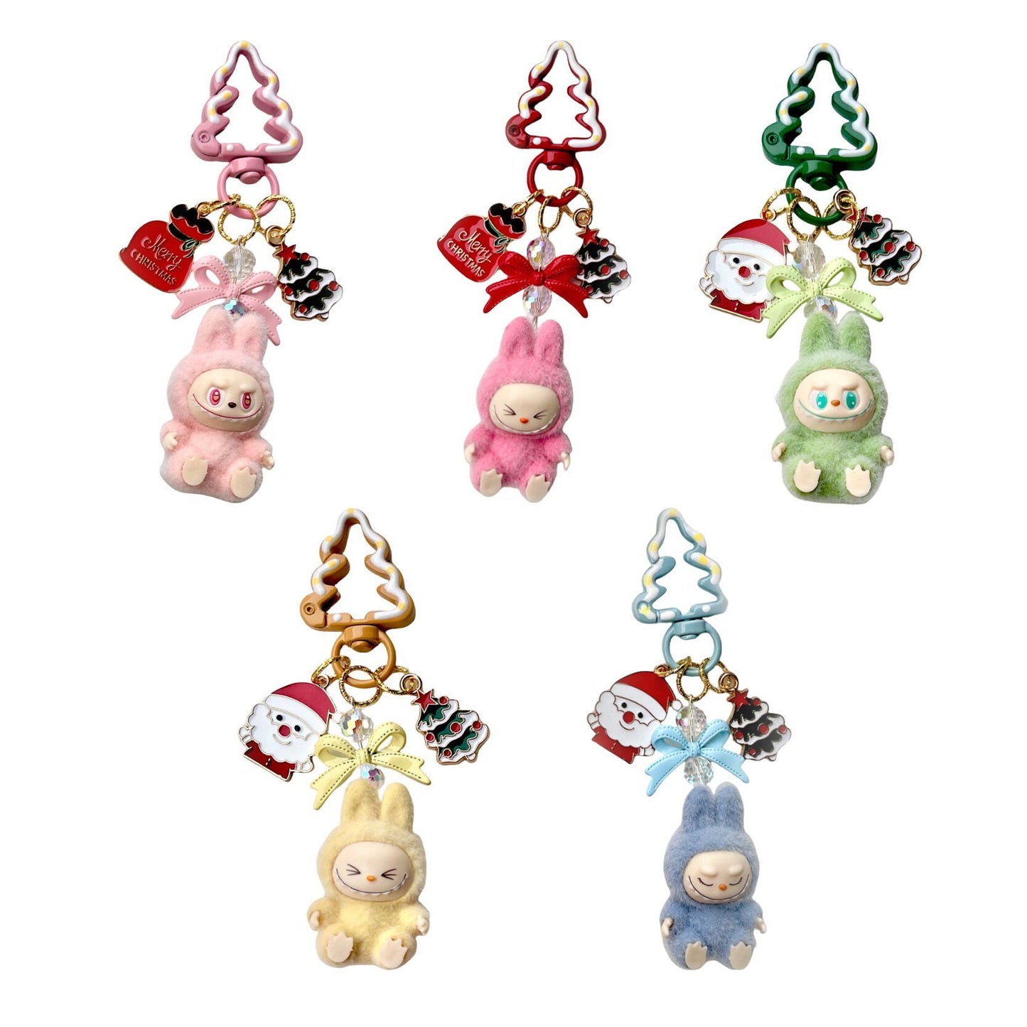 Christmas Labubu Keychain Toy in Car Cute Cartoon Keyring Accessory