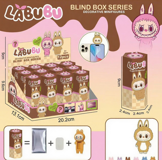 Labubu Blind Box Car Dashboard Ornament Figure Cute Phone Decoration Collectible Toy 12pcs