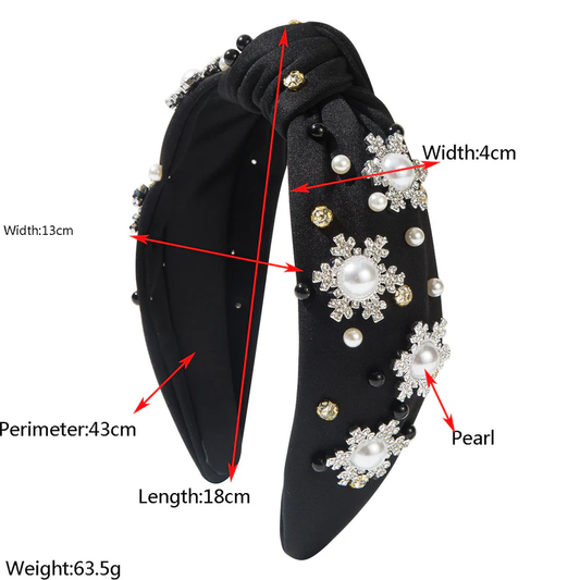 2025 Christmas Stylish Snowflake Rhinestones Pearl Knot Headband Hair Accessory