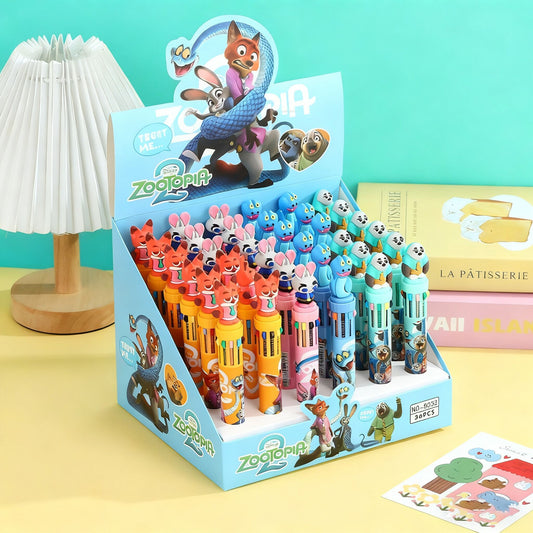 Zoo Nick Judy 10-Color Ballpoint Pen School Office Supplies Retractable Pen Journaling Note-Taking