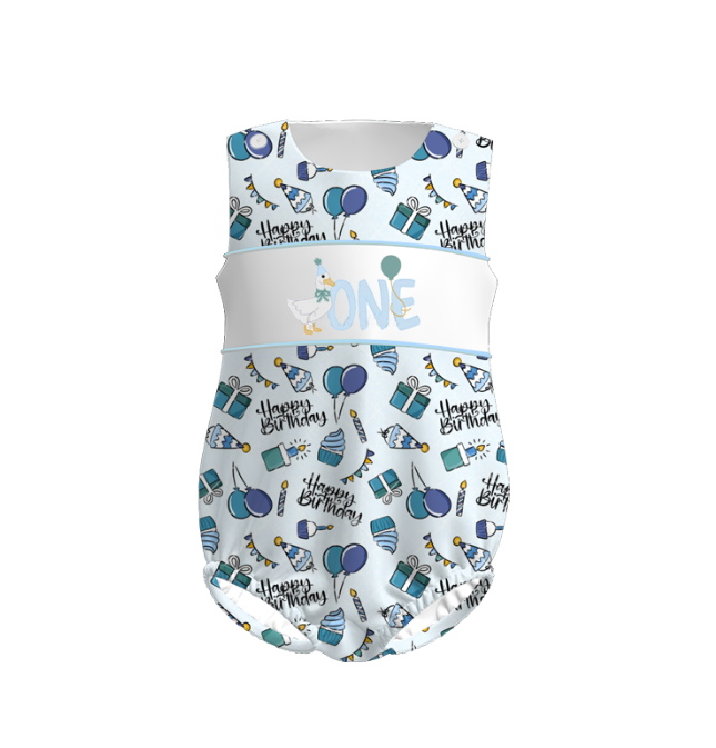 Baby Girls/Boys Silly Goose "One" Embroidered Bubbles Romper