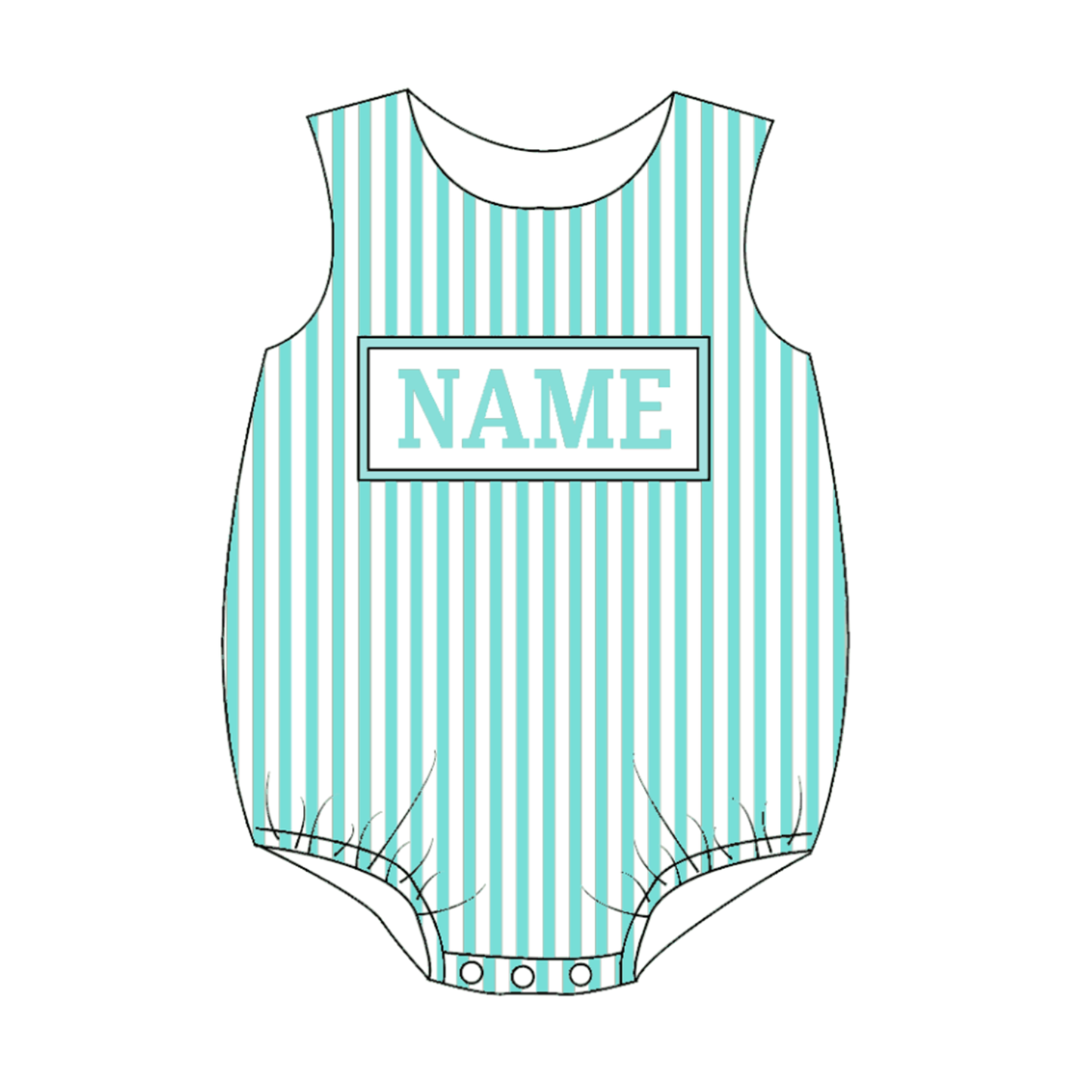 Boys Summer Custom Name Blue Plaid Romper Short Set
