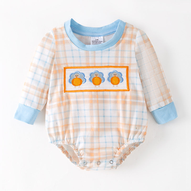Thanksgiving Boys Smocked Outfit Set – Turkey Embroidery Sibling Collection