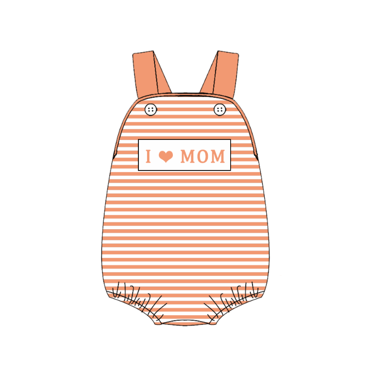 Kids Fall I LOVE MAMA Embroidery Orange Floral Sibling Clothes