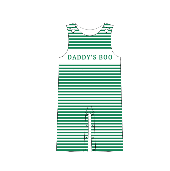 Kids Halloween DADDY'S BOO Embroidery Green Pumpkin Sibling Clothes