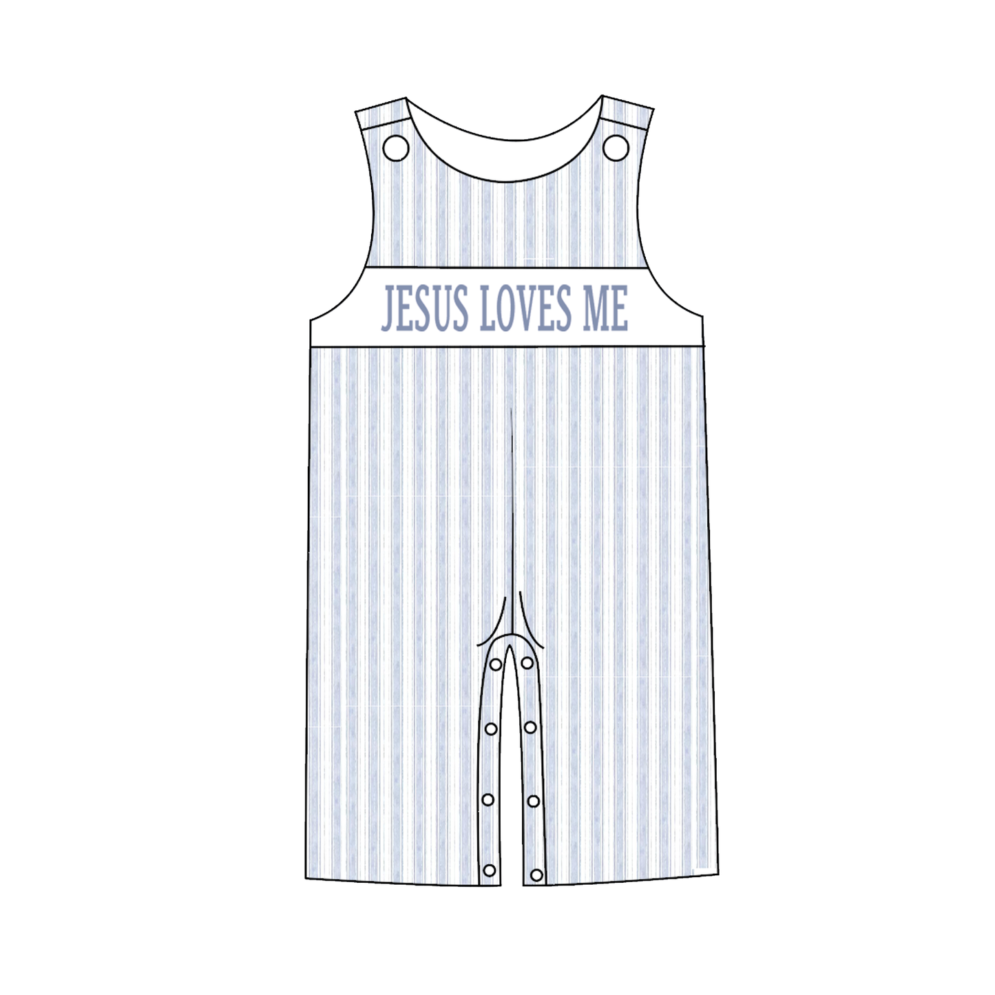 Sibling Kids Fall Blue Floral JESUS LOVES ME Smocked Embroidery Outfits