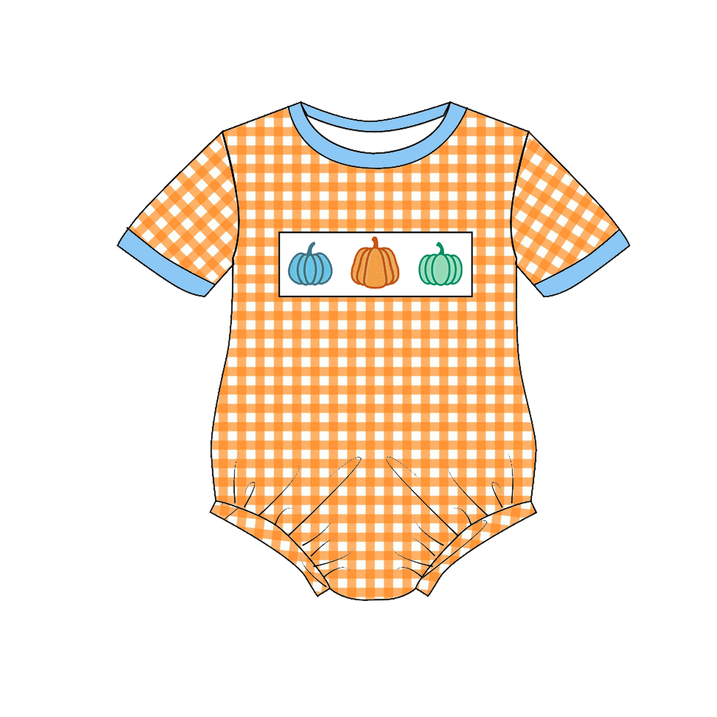Halloween Pumpkin Sibling Outfit Set – Embroidered Smocked Collection