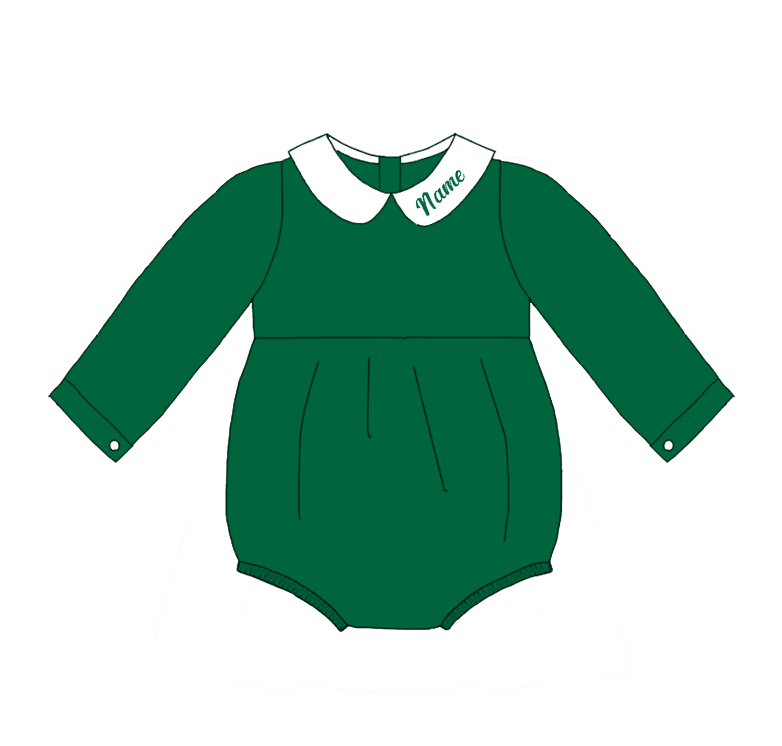 Green Corduroy Personalized Christmas Sibling Clothes – Custom Name Embroidery