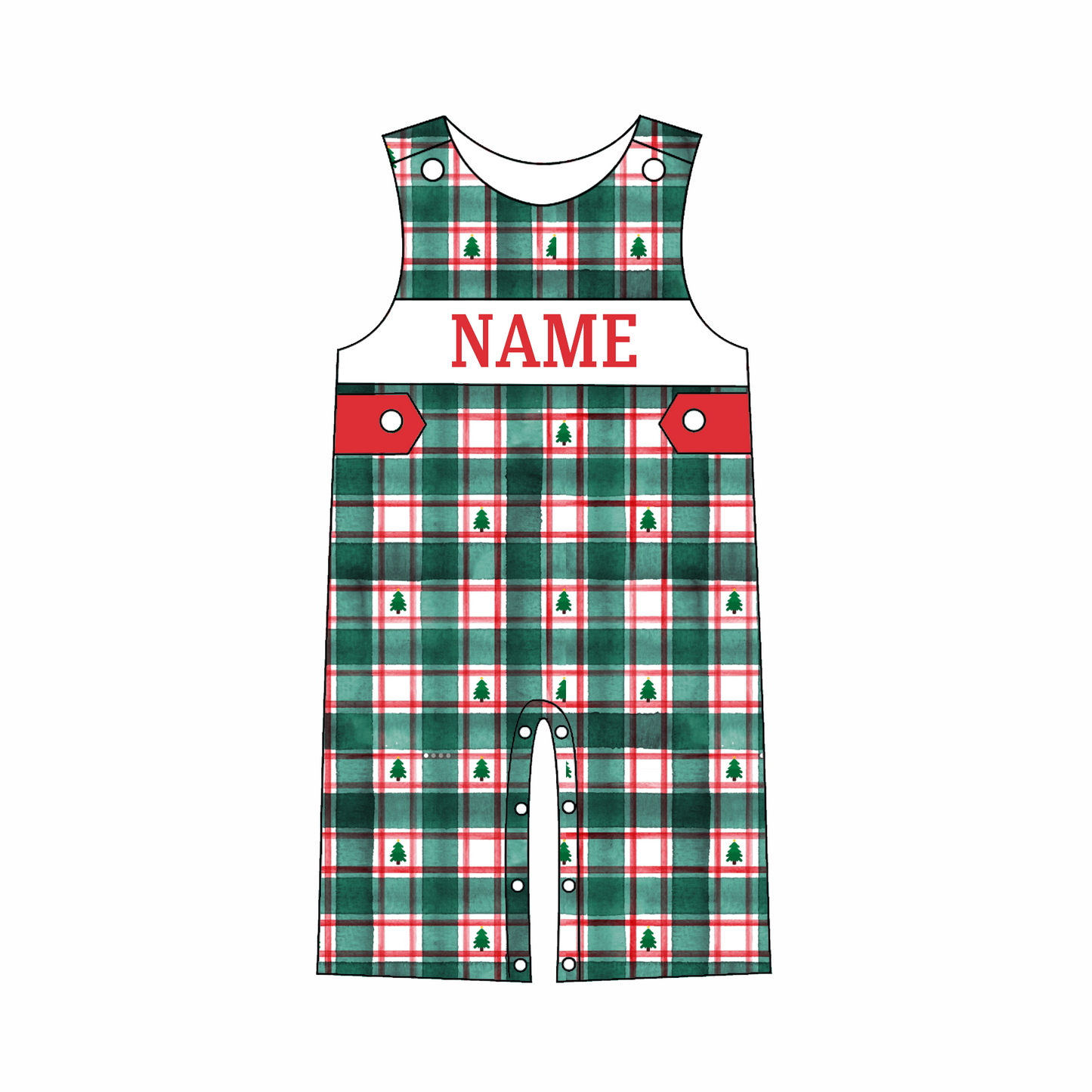 Kids Christmas CUSTOM NAME Embroidery Plaid Sibling Clothes