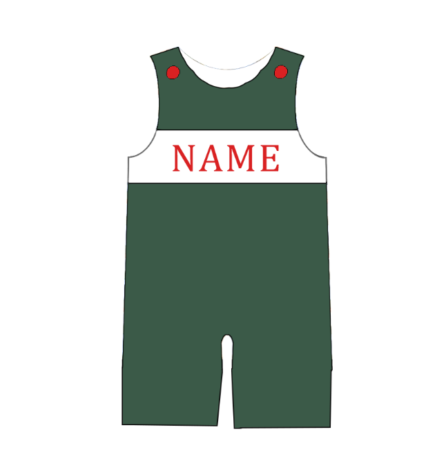 Kids Christmas Green Plaid Smocked Collection Custom Name Holiday Outfits