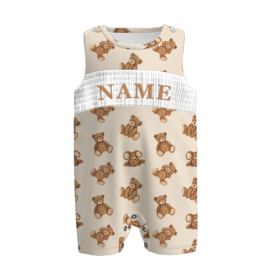 Boys Spring Summer Bear Custom Name Smock Embroidery Collection