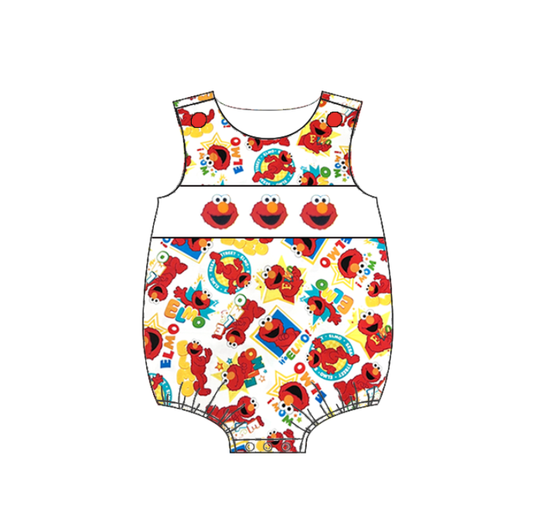Smocked Embroidery Summer Kids Collection – Premium Elmo-Inspired Clothes