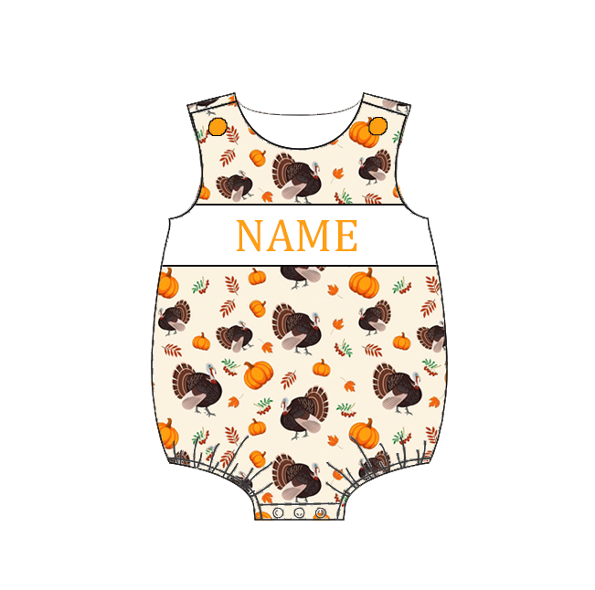 Personalized Smocked Embroidered Thanksgiving Collection | Custom Name Turkey & Pumpkin Boutique Outfit | Handmade Smocked Baby & Toddler Clothing