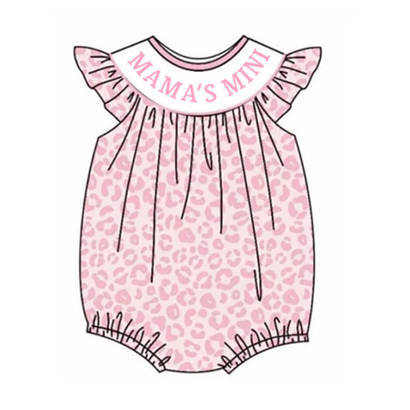 Baby Summer Pink Leopard "MAMA'S MINI" Smocked Romper