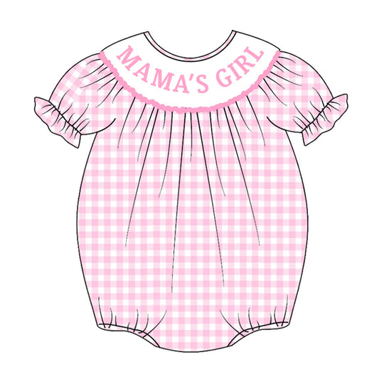 Baby Summer Pink Plaid "MAMA'S GIRL" Smocked Romper