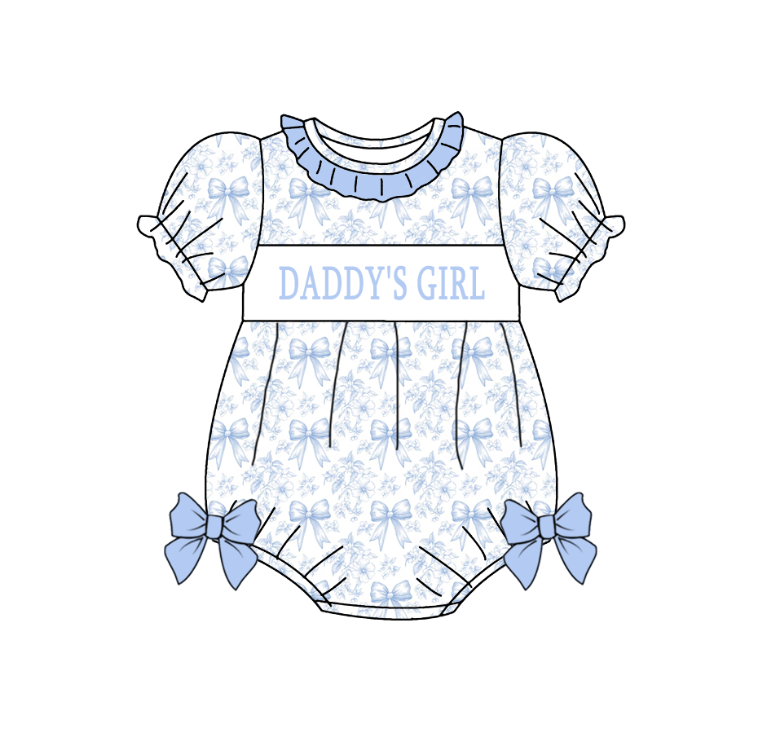 Father's Day Baby Kids "DADDY'S GIRL"Smocked Bubble Romper