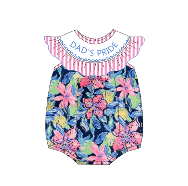 Girls Summer "DAD'S PRIDE"Floral Smocked Matching Clothes