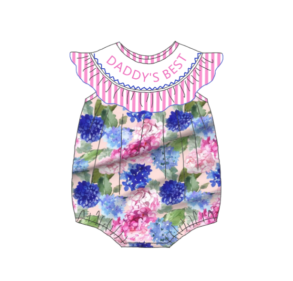 Girls Summer "DADDY'S BEST"Floral Smocked Matching Clothes