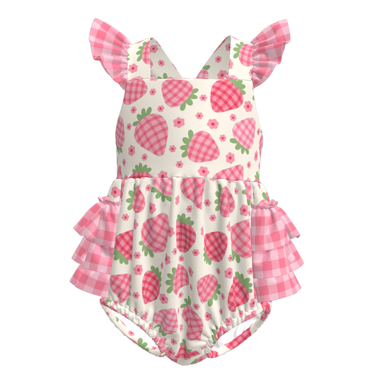 Baby Girls Fruit Summer Themed Print Bubbles Romper
