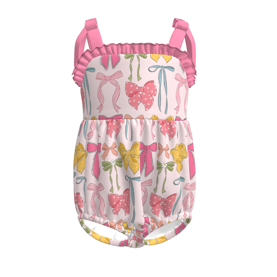 Girls Summer Bow Floral Print Slip Bubble Romper