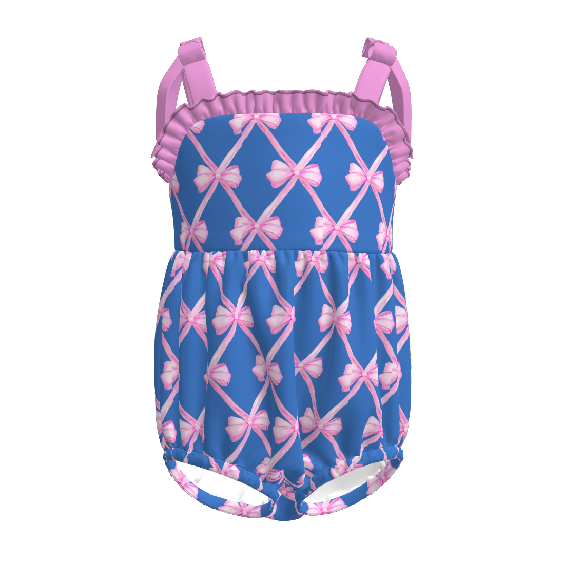 Girls Summer Bow Floral Print Slip Bubble Romper