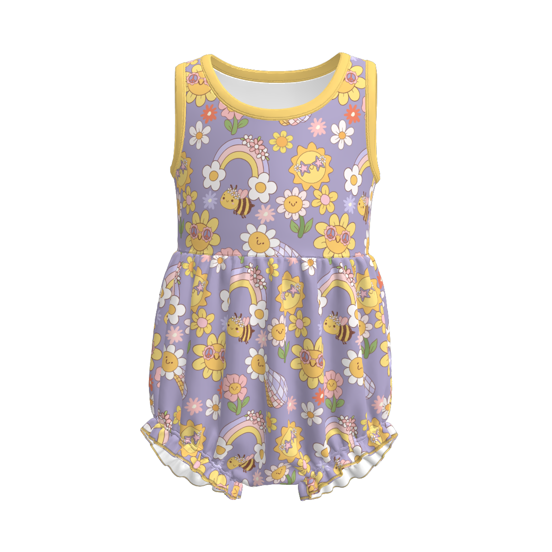 Siblings Girls Summer Yellow Grey FloralMatching Clothes