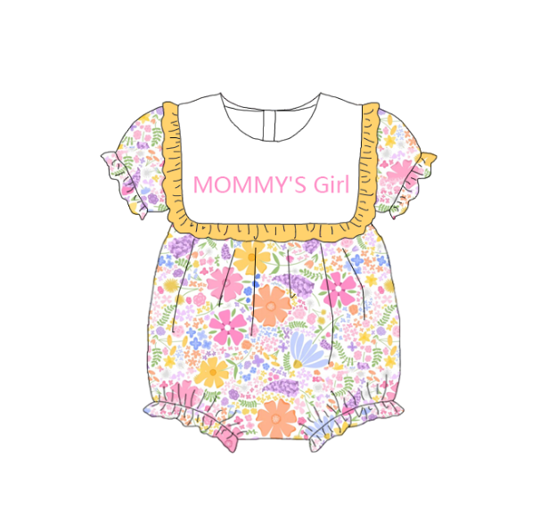 Sister Girls Summer "MOMMY'S GIRL" Embroidered Floral Dress Romper