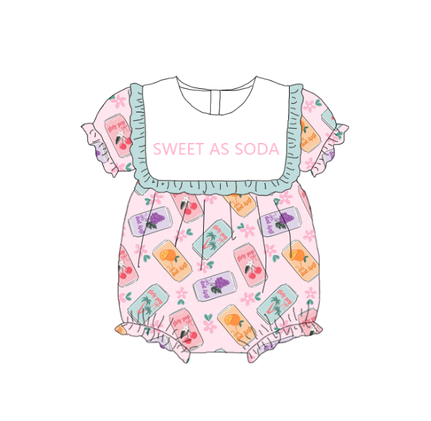 Sister Girls Summer "SWEET AS SODA" Embroidered SODA Dress Romper
