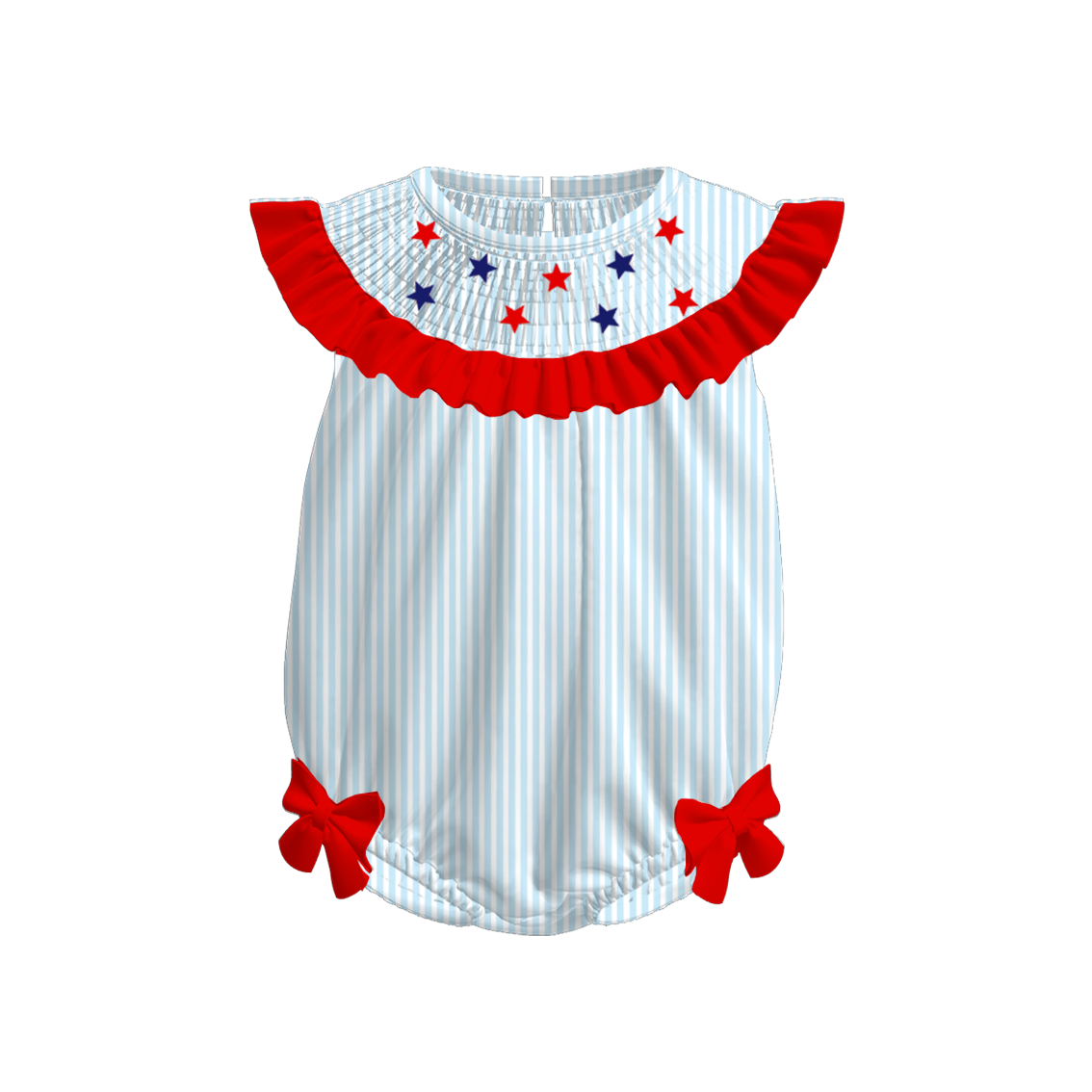 Kids July 4th Sibling Smocked Star Dress And Romper
