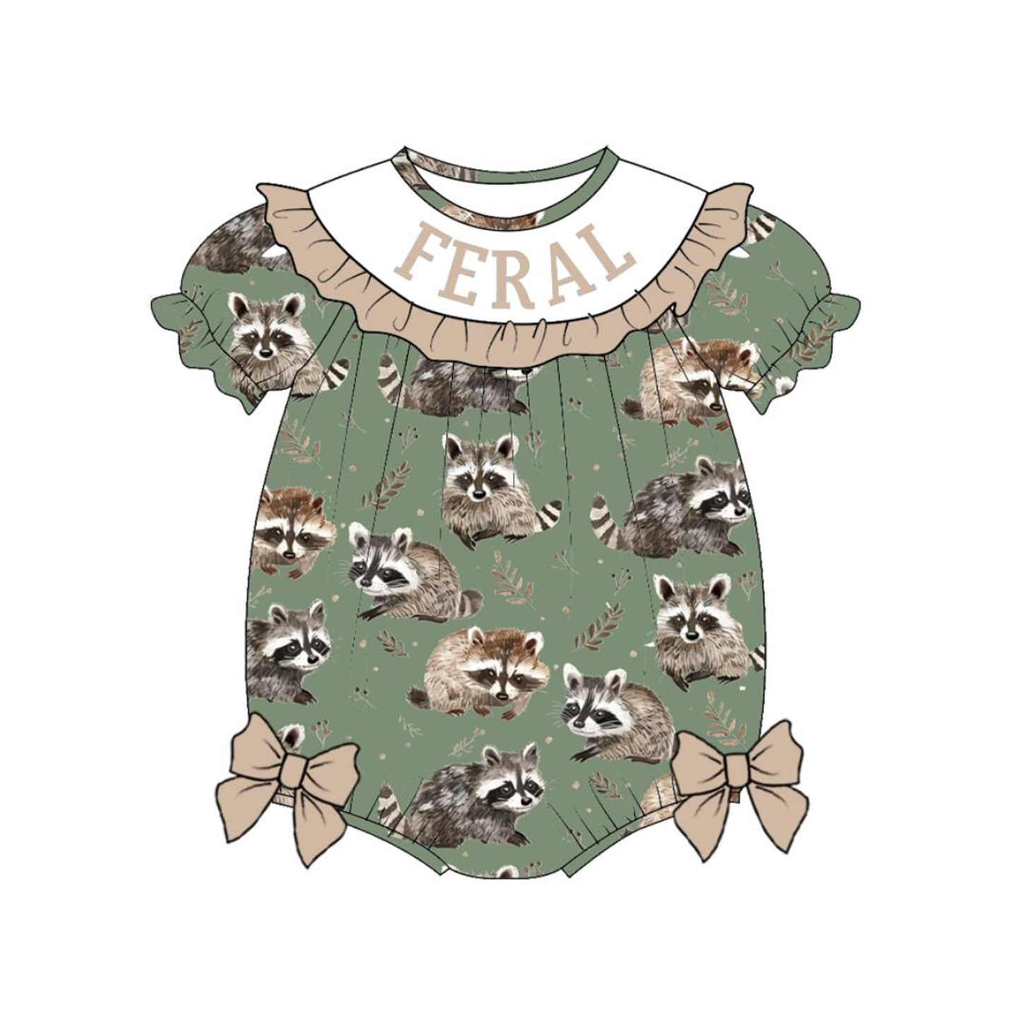 Sibling Summer Raccoon Print "FERAL"Embroidery Matching Clothes