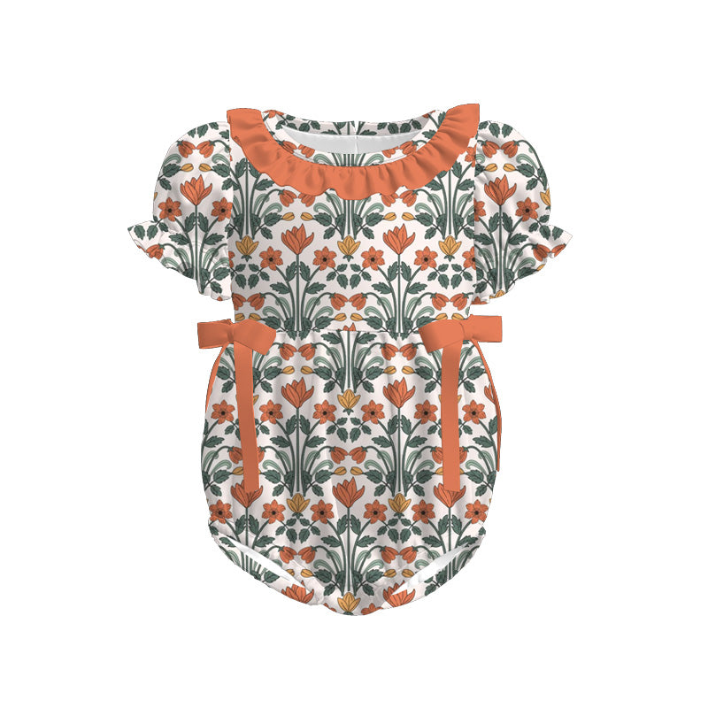 Kids Fall Autumn Orange Floral Plaid Dress Romper Top Sibling Clothes