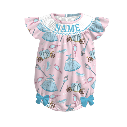 Baby Girls Fall Pink Blue Princess Custom Name Romper