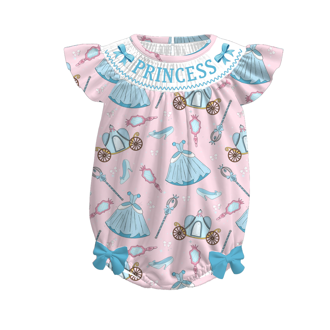 Baby Girls Fall Pink Blue Princess Custom Name Romper