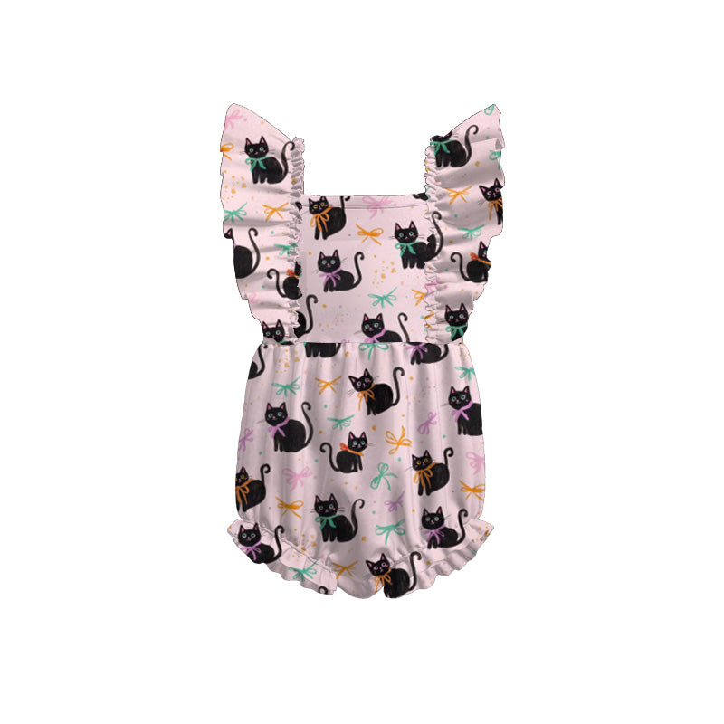 Baby Girls Halloween Ghost Pumpkin Cat Print Romper