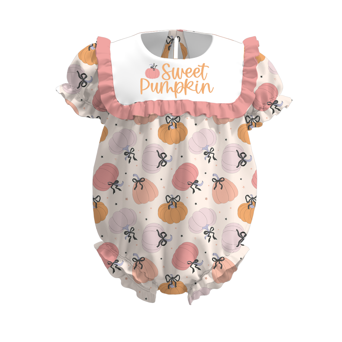 Girls Sister Sweet Pumpkin Embroibery Fall Sibling Clothes