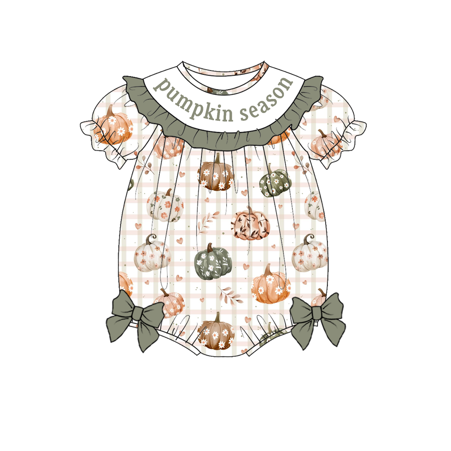 Halloween PUMPKIN SEASON Smocked Embroidery Sibling Set