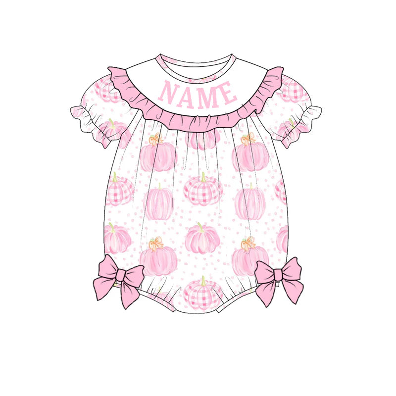 Girls Halloween Custom Name Embroidered Smocked Dress & Romper