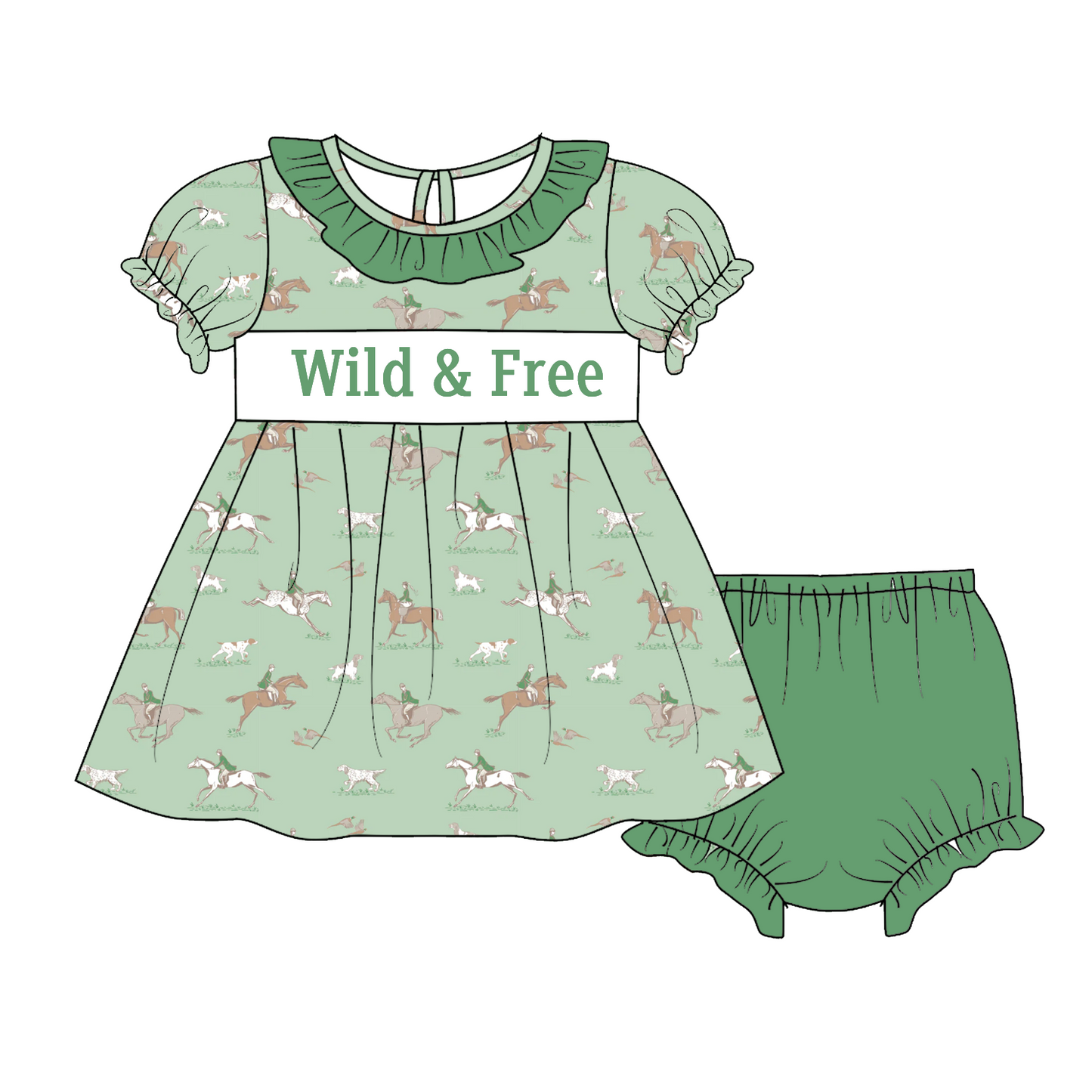 Sibling Kids Fall Farm WILD FREE Smocked Embroidery Outfits