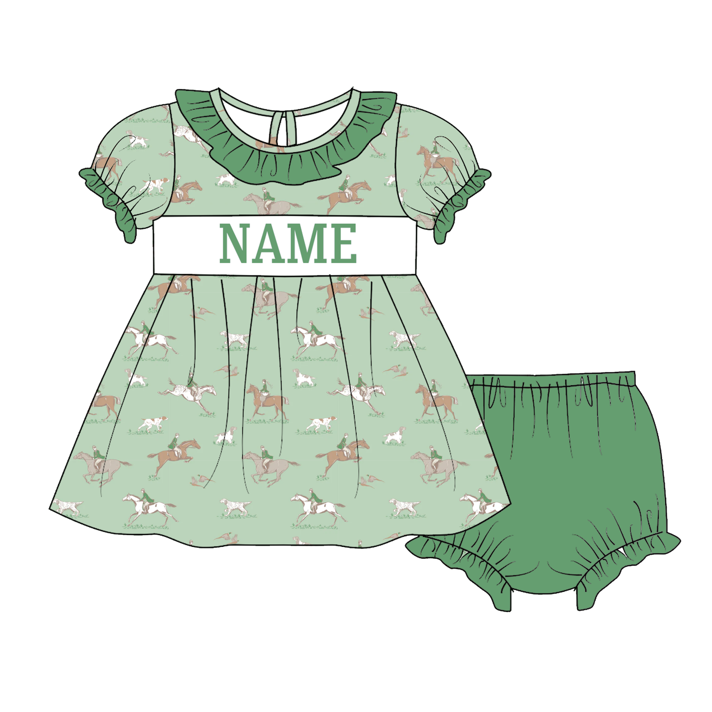 Kids Fall Custom Name Embroidery Green Orange Plaid Sibling Clothes