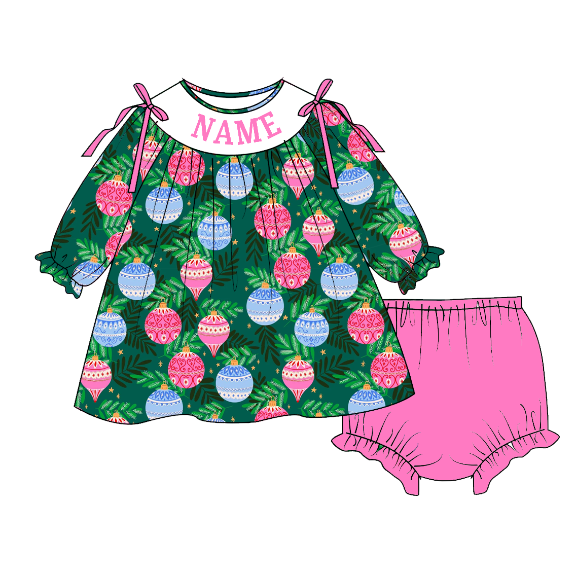 Fall Balloon Smocked Embroidery Custom Name Outfit Collection