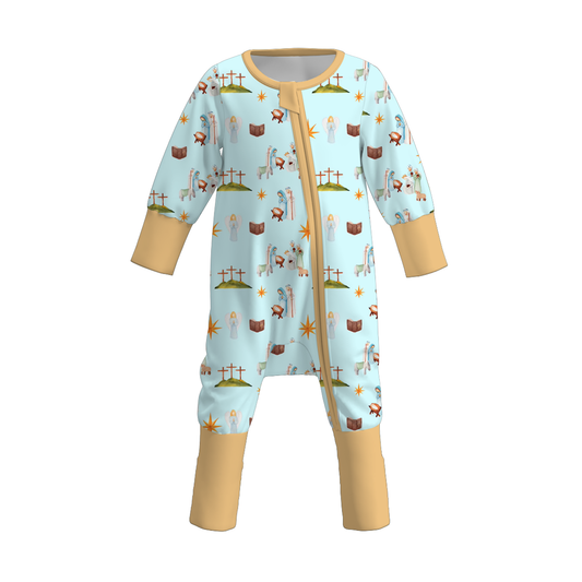 Baby Girls Christmas Winter Santa Gift Print Soft Sleepwear Pajamas