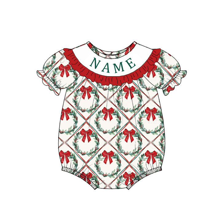 Custom Name Christmas Embroidered Smocked Dress & Romper