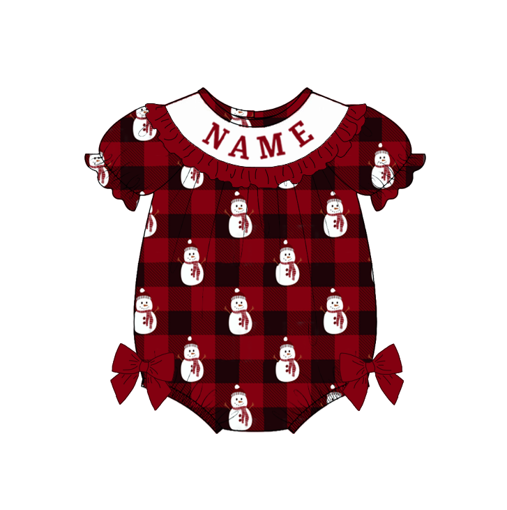 Kids Christmas Snowman Smocked Collection Custom Name Holiday Outfits