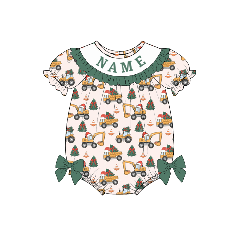 Kids Christmas Tree Smocked Collection Custom Name Holiday Outfits