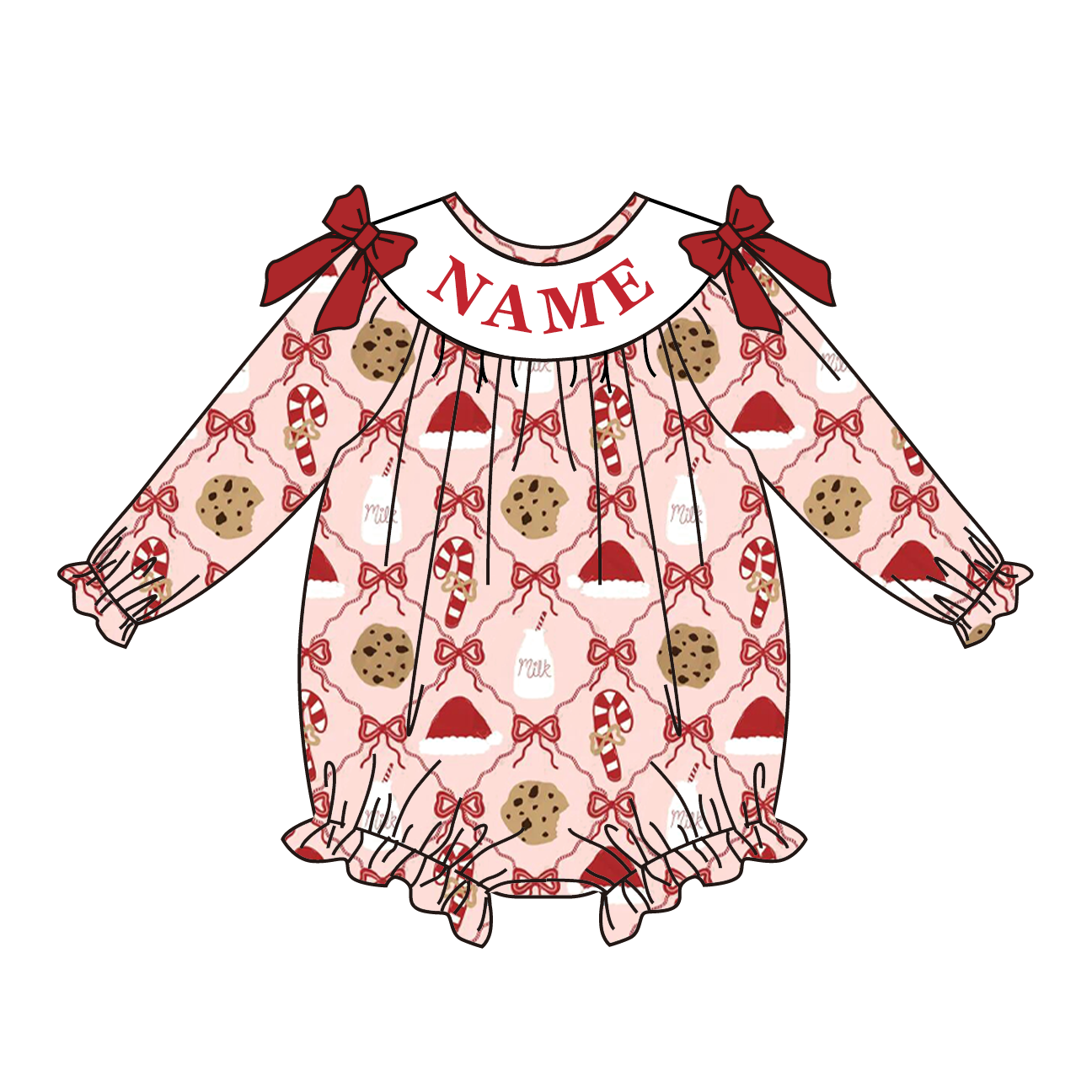 Christmas Cookies Smocked Outfit – Custom Name Embroidery